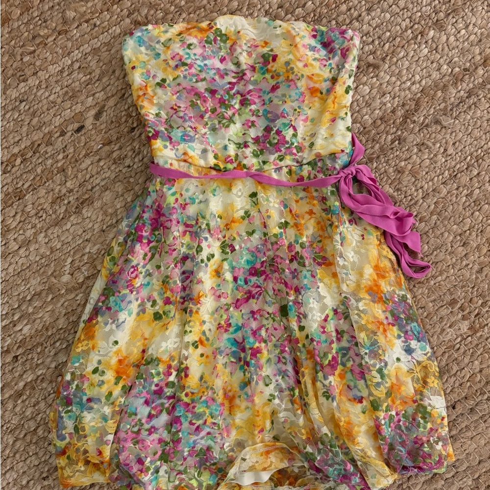 Yellow and Purple Strapless Sundress for Cocktail Events